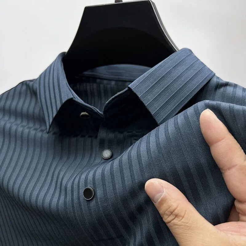Vertical Stripe Polo Shirt | Casual & Stylish-Blue-S-State of Style