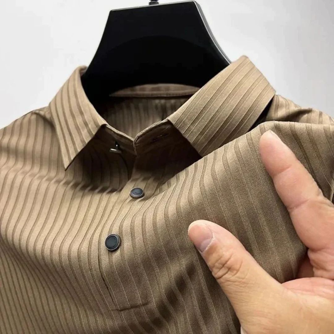Vertical Stripe Polo Shirt | Casual & Stylish-Brown-S-State of Style
