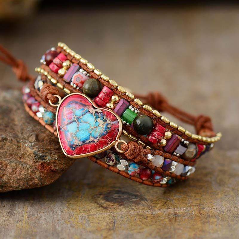 Vibrant Heart Jasper Wrap Bracelet - Elyra-State of Style