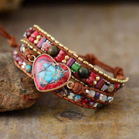 Vibrant Heart Jasper Wrap Bracelet - Elyra-State of Style