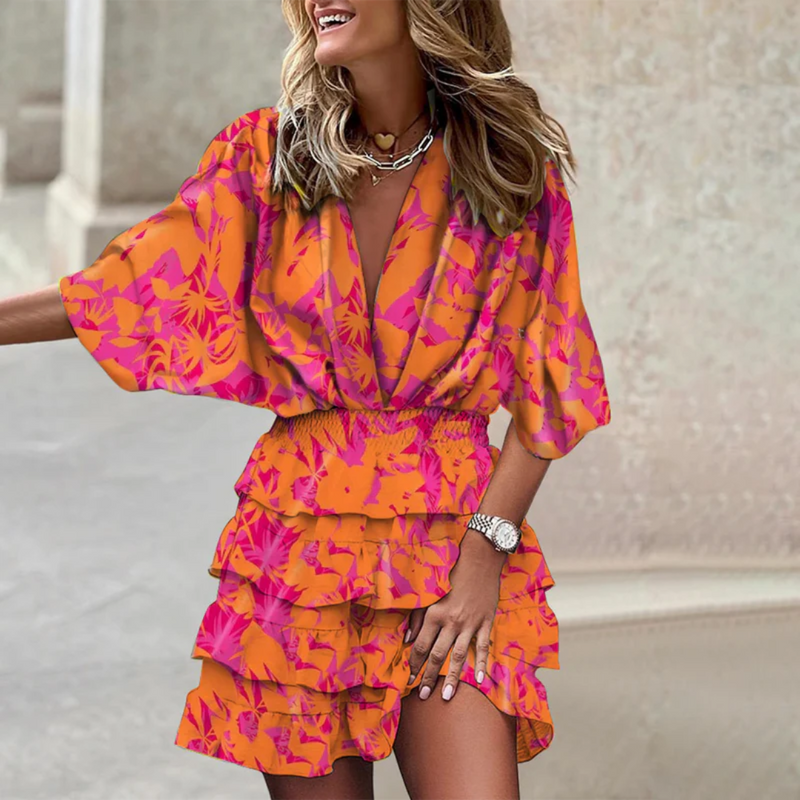 Vibrant Mini Dress - Sophie-Orange-S-State of Style