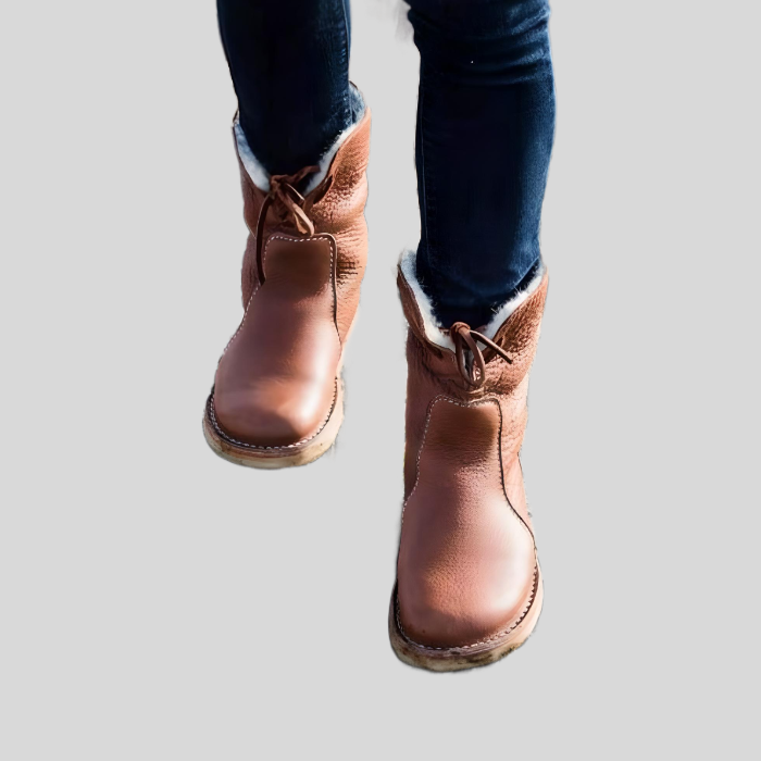 Victoria High-Top Winter Boots – Lace-Up Shoes with Faux Fur Lining-Brown-4.5-State of Style