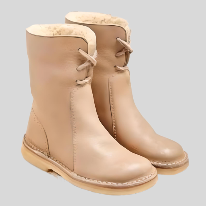 Victoria High-Top Winter Boots – Lace-Up Shoes with Faux Fur Lining-Cream-4.5-State of Style