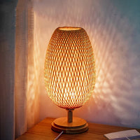 Vintage Bamboo Table Lamp - TimberGlow-Large Wooden Foot H48 cm * W18 cm-State of Style