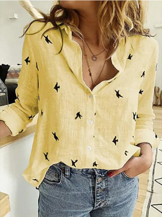 Vintage blouse made of linen mix – Clara-Yellow-S-State of Style