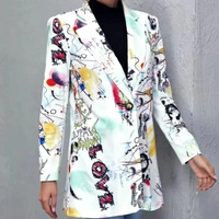 Vintage Casual Blazer with Irregular Print - Aria-White-S-State of Style