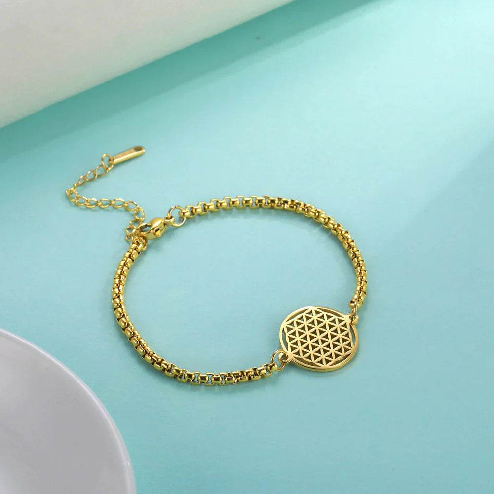 Vintage Chakra Flower Of Life Bracelet-18 Karat Gold-State of Style