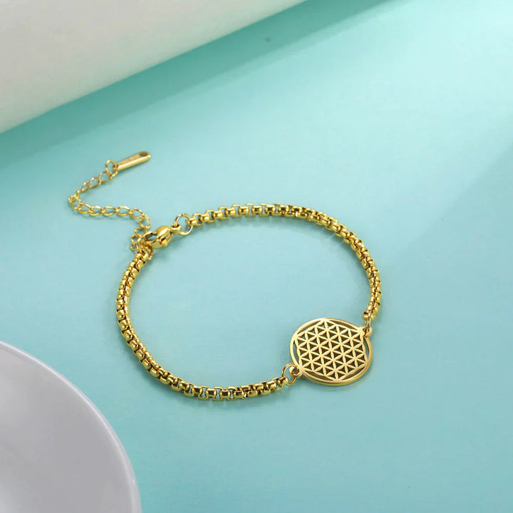 Vintage Chakra Flower Of Life Bracelet-18 Karat Gold-State of Style