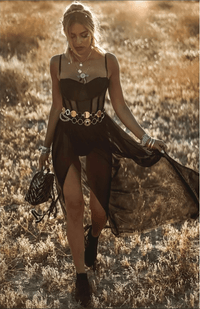 Vintage Festival Dress with Charm - Amelie Vogue-Black-S-50% OFF!-State of Style