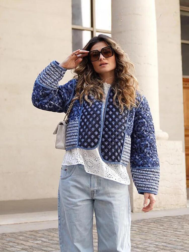 Vintage Floral Patchwork Jacket for Women - Nora-Green-XS-State of Style