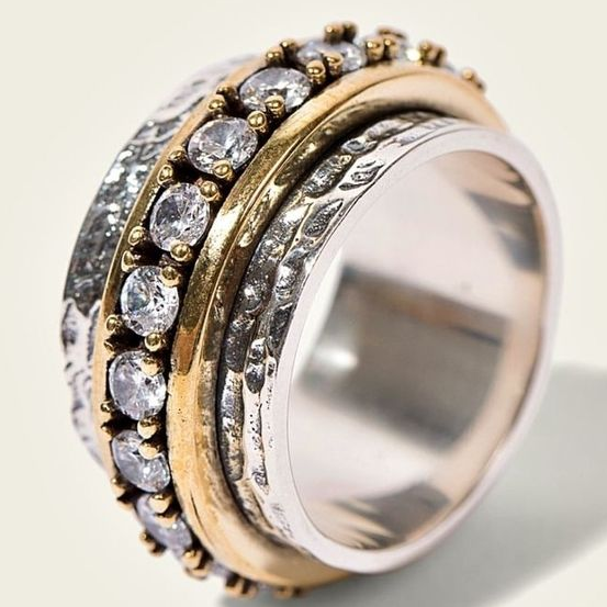 Vintage Gold and Silver Ring with Zirconia - Esmira-6-State of Style