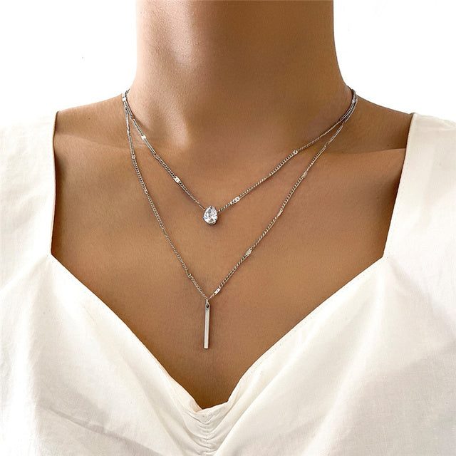 Vintage Gold Pendant Necklace Set | Sparkling Jewellery-Silver-State of Style