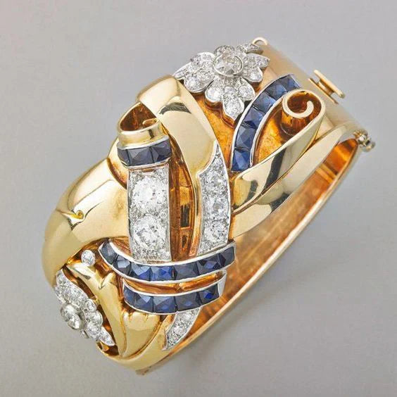 Vintage Gold Ring with Blue Zirconia - Celia-6-State of Style