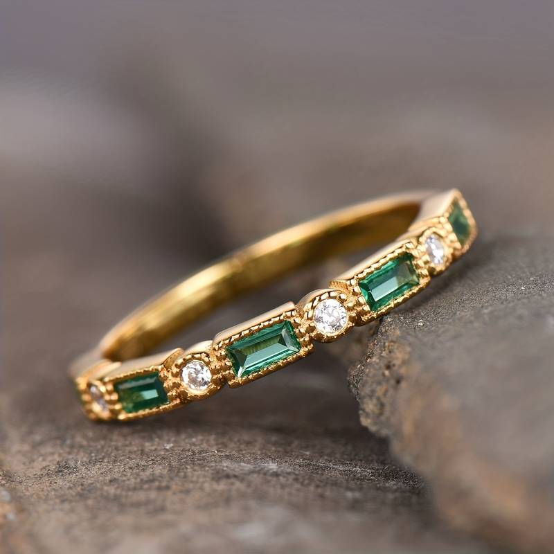 Vintage Gold Ring with Green Zirconia - Zarina-6-State of Style