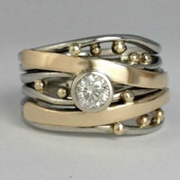 Vintage Gold Ring with Inlaid Zirconia - Ameline-6-State of Style
