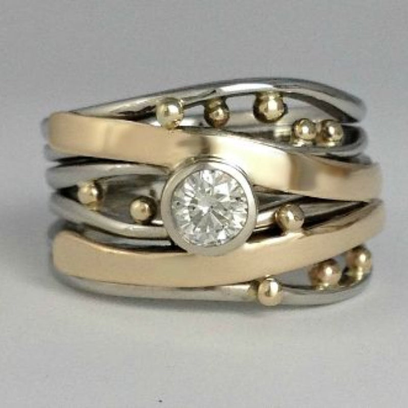 Vintage Gold Ring with Inlaid Zirconia - Ameline-6-State of Style