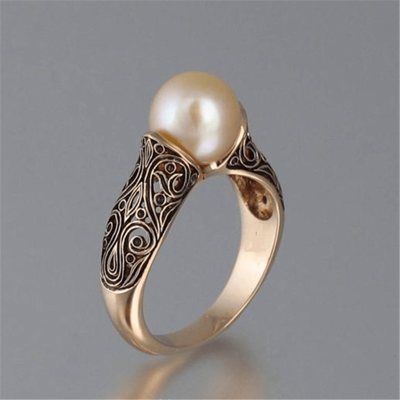 Vintage Gold Ring with Pearl - Aurelia-6-State of Style