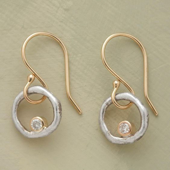 Vintage Gold & Silver Zirconia Earrings - Celeste-State of Style