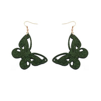 Vintage Green Carved Wooden Earrings | Unique Handmade Jewellery-BUTTERFLY-State of Style