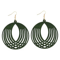 Vintage Green Carved Wooden Earrings | Unique Handmade Jewellery-GLOBE-State of Style