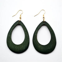 Vintage Green Carved Wooden Earrings | Unique Handmade Jewellery-TEARDROP 1-State of Style