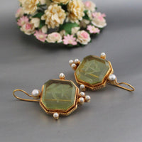 Vintage Green Earrings with Pearls - Valeria-State of Style