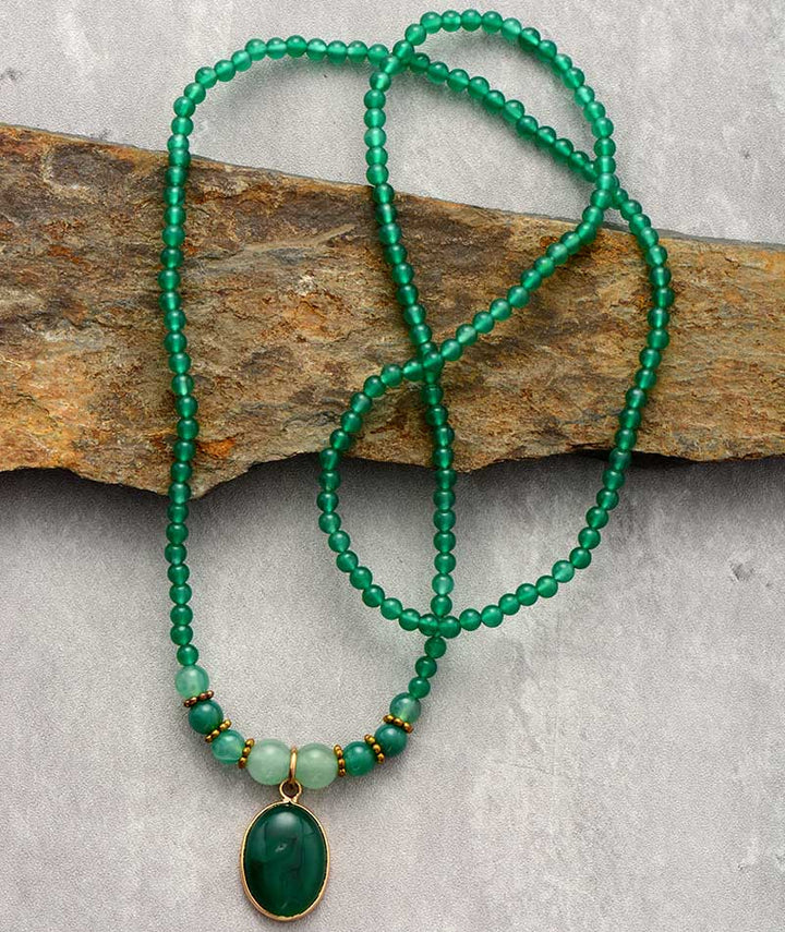 Vintage Green Onyx Soothing Necklace - Elara-State of Style