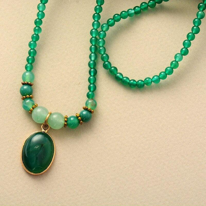 Vintage Green Onyx Soothing Necklace - Elara-State of Style