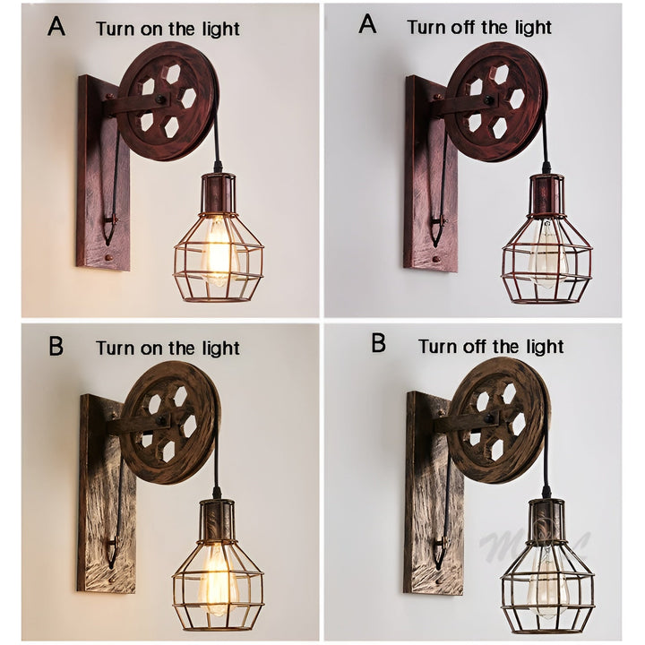 Vintage Industrial LED Wall Lamp - IronGlare-Black-State of Style