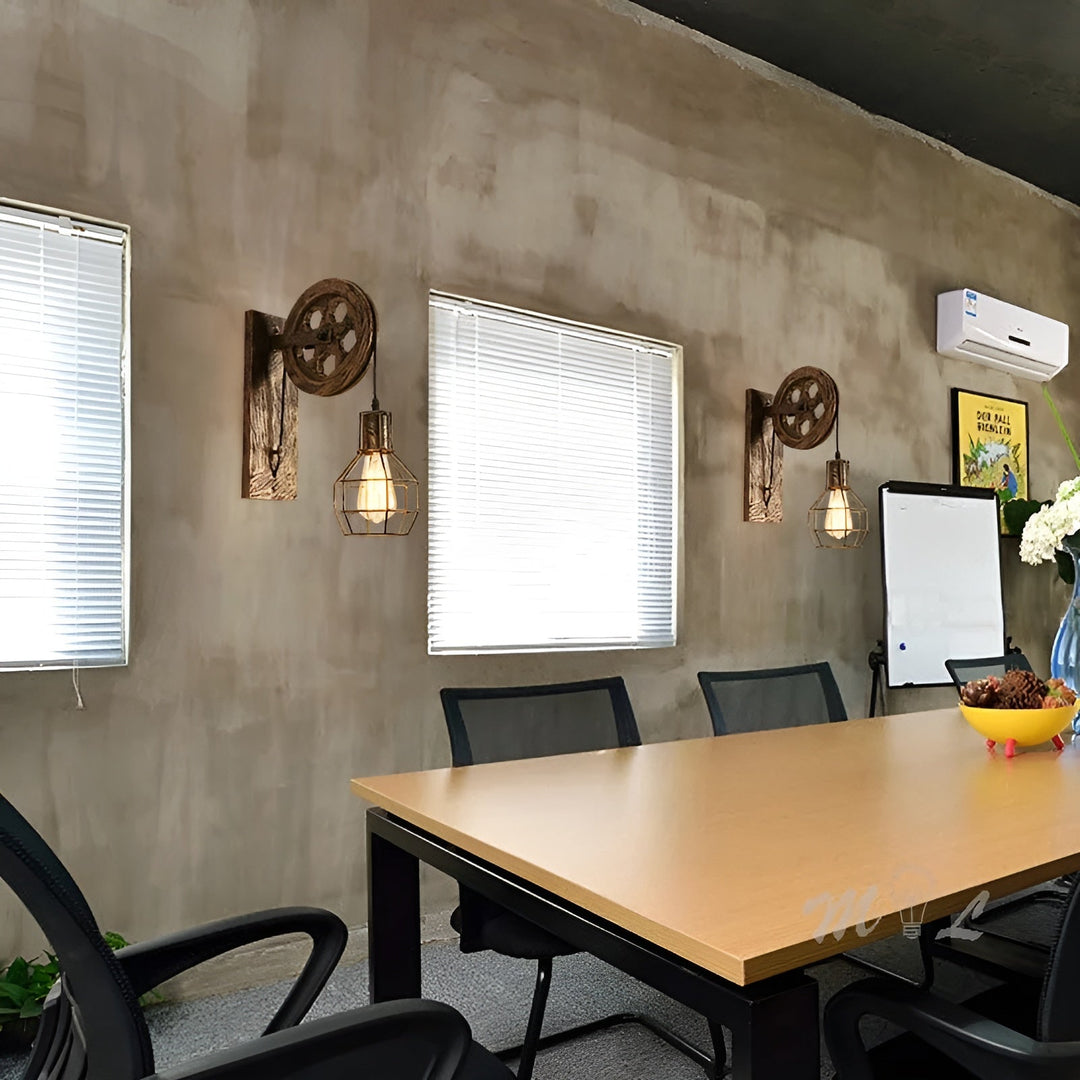 Vintage Industrial LED Wall Lamp - IronGlare-Black-State of Style