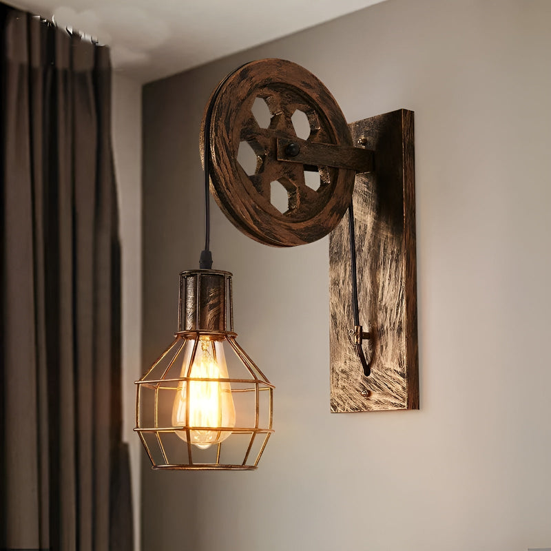 Vintage Industrial LED Wall Lamp - IronGlare-Black-State of Style