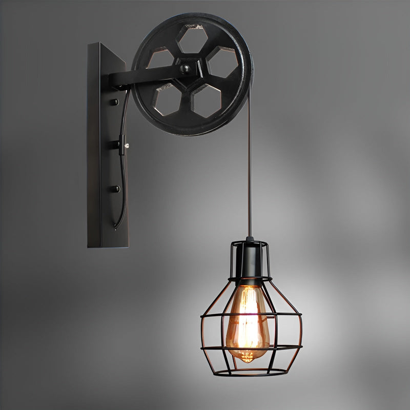 Vintage Industrial LED Wall Lamp - IronGlare-Black-State of Style