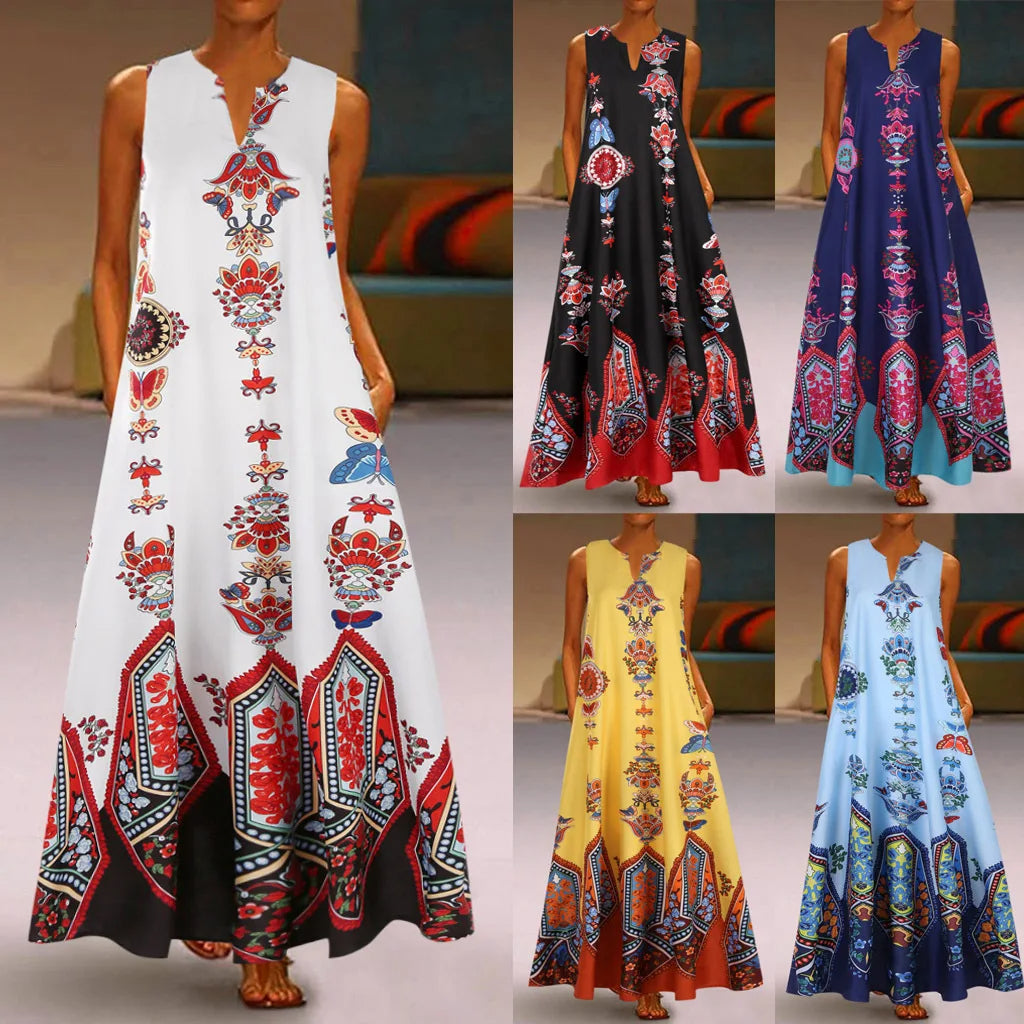 Vintage-Inspired Floral Maxi Summer Dress in Plus Size-Emilia-2XL-State of Style