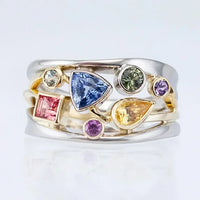 Vintage Intarsia Ring with Multicolour Zirconia - Aurielle-6-State of Style