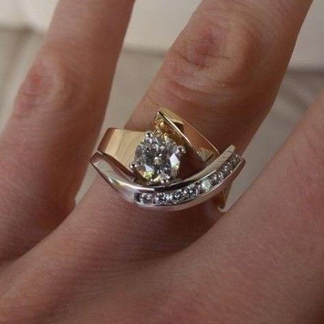 Vintage Irregular Gold & Silver Zirconia Ring – Elise-6-State of Style