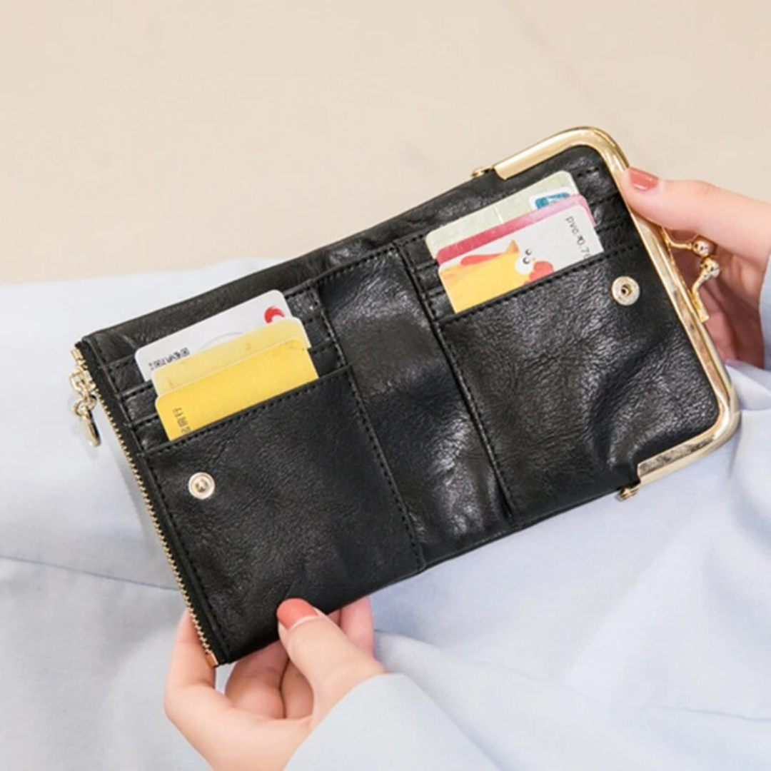 Vintage Kiss Lock Compact Wallet-Blue-State of Style