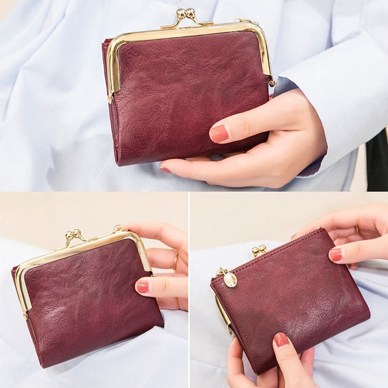 Vintage Kiss Lock Compact Wallet-Blue-State of Style