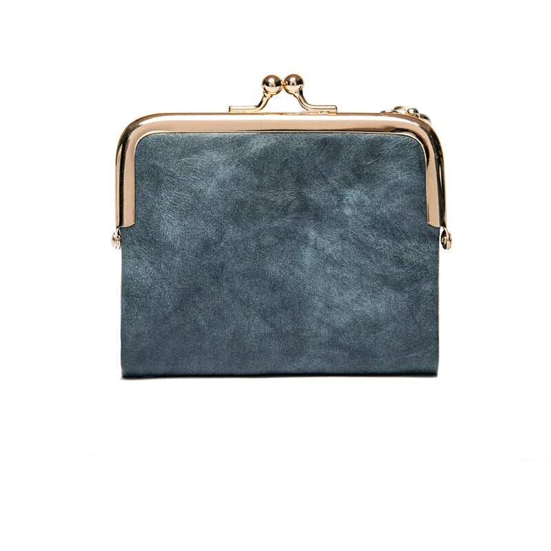 Vintage Kiss Lock Compact Wallet-Blue-State of Style