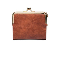 Vintage Kiss Lock Compact Wallet-Brown-State of Style