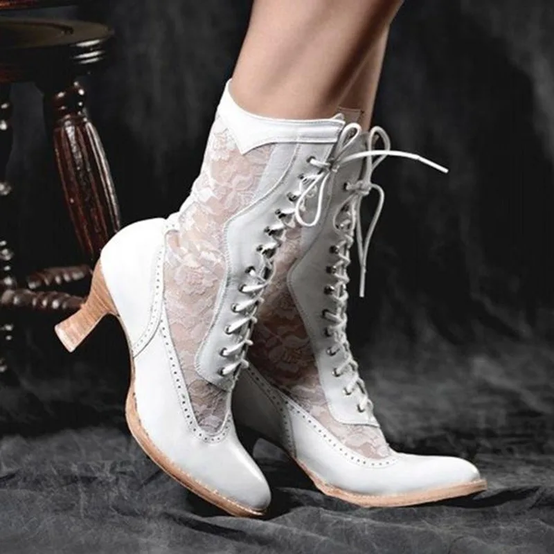 Vintage Ladies Ankle Boots - Nora-White-4-State of Style