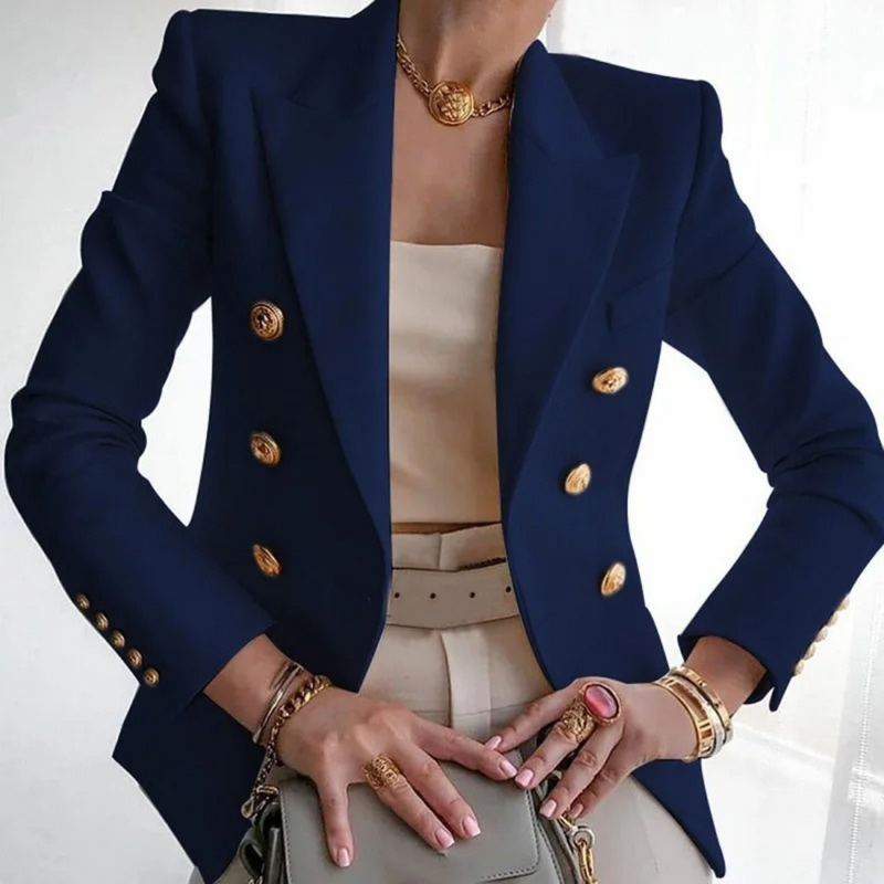 Vintage Ladies Blazer with Double Buttons - Isabelle-Blue-S-State of Style