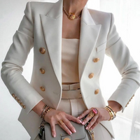 Vintage Ladies Blazer with Double Buttons - Isabelle-White-S-State of Style