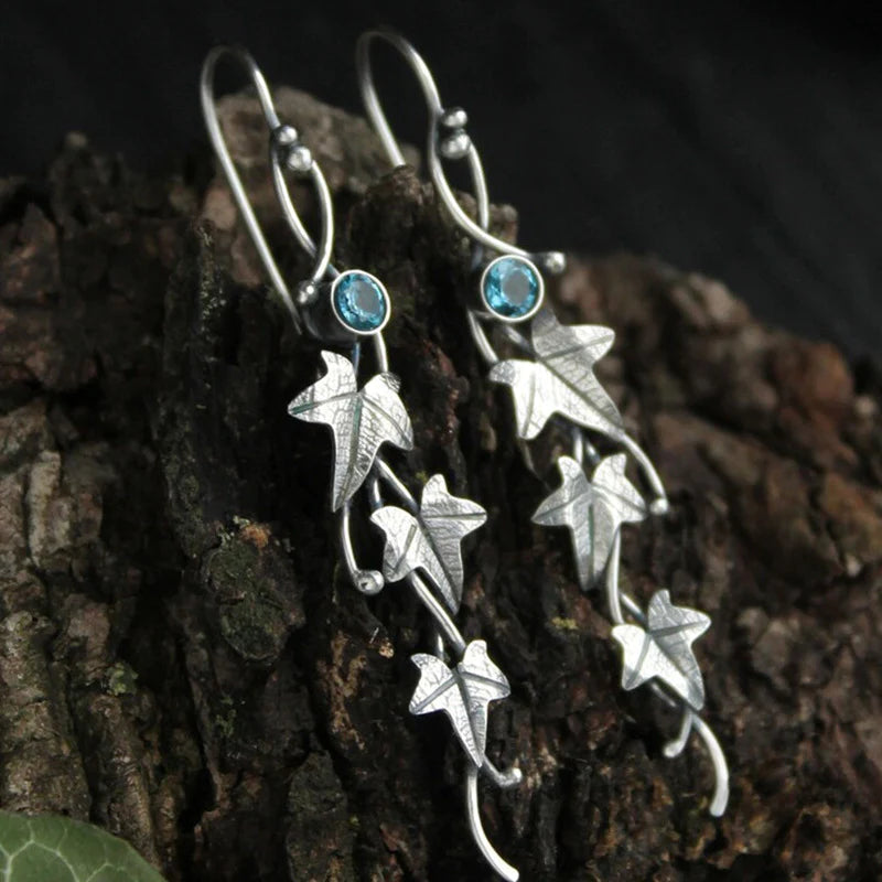 Vintage Leaf Elf Earrings - Sylvana-Blue-State of Style