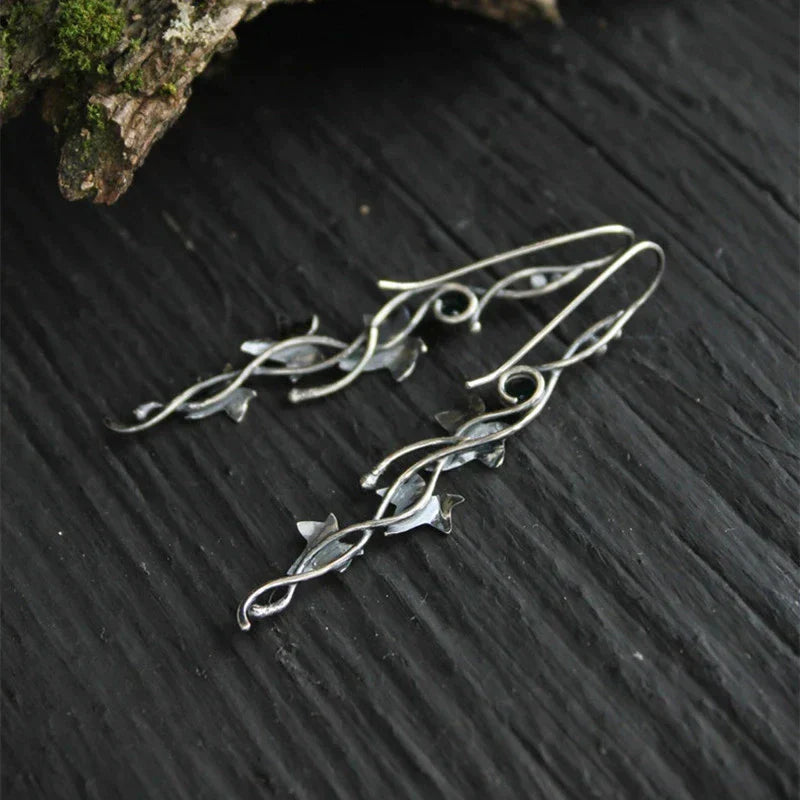 Vintage Leaf Silver Earrings-State of Style