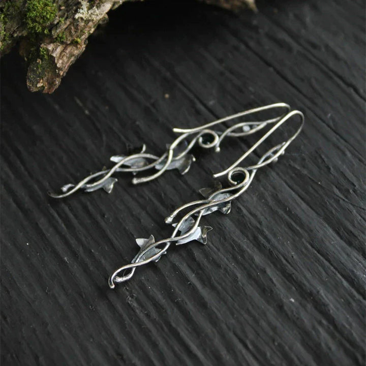 Vintage Leaf Silver Earrings-State of Style