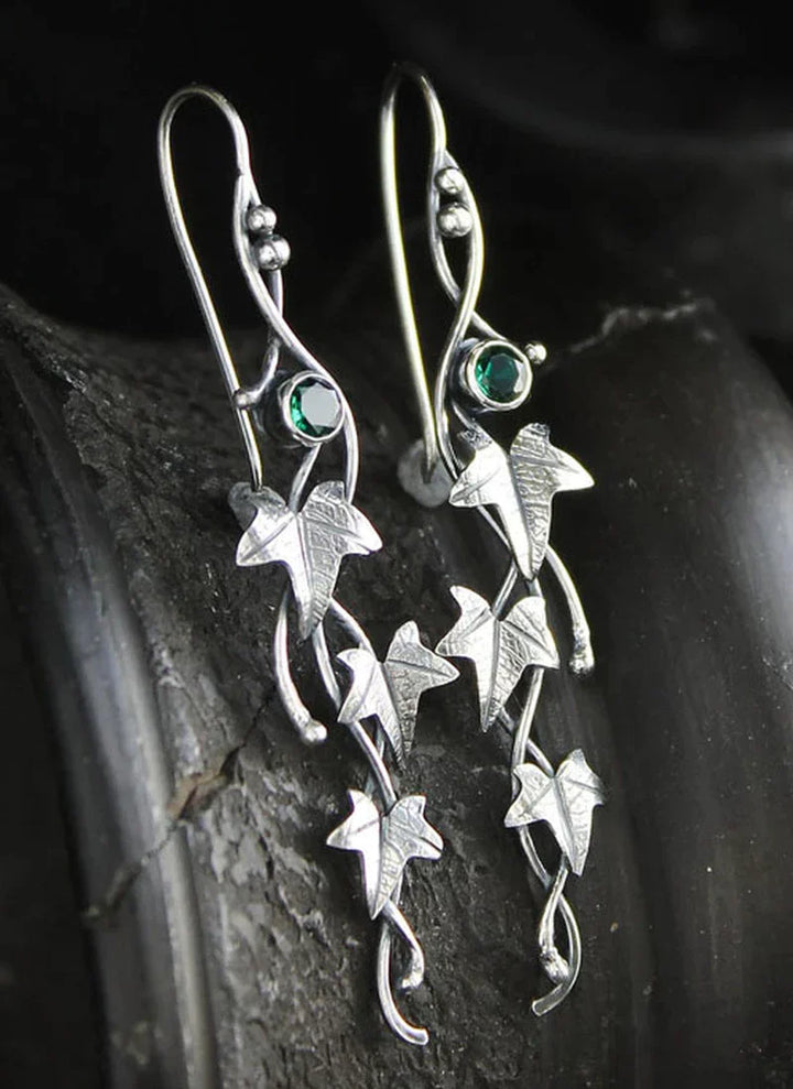 Vintage Leaf Silver Earrings-State of Style