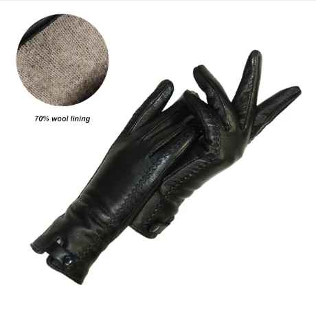 Vintage Leather Ladies Gloves - RetroGrove-Wool-S-State of Style