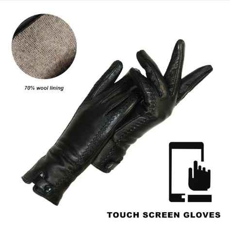Vintage Leather Ladies Gloves - RetroGrove-Wool-S-State of Style