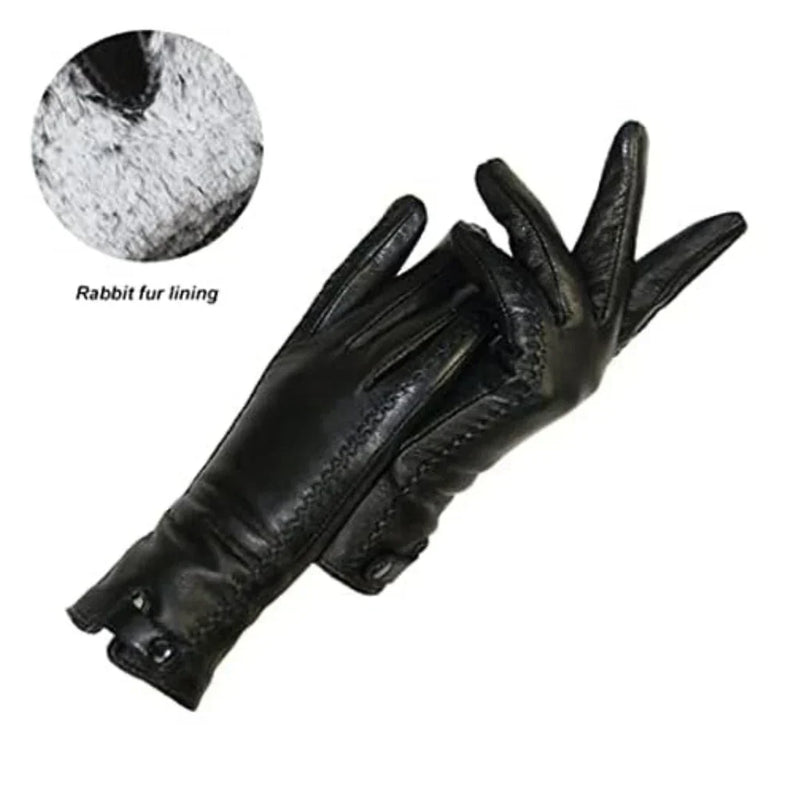 Vintage Leather Ladies Gloves - RetroGrove-Wool-S-State of Style