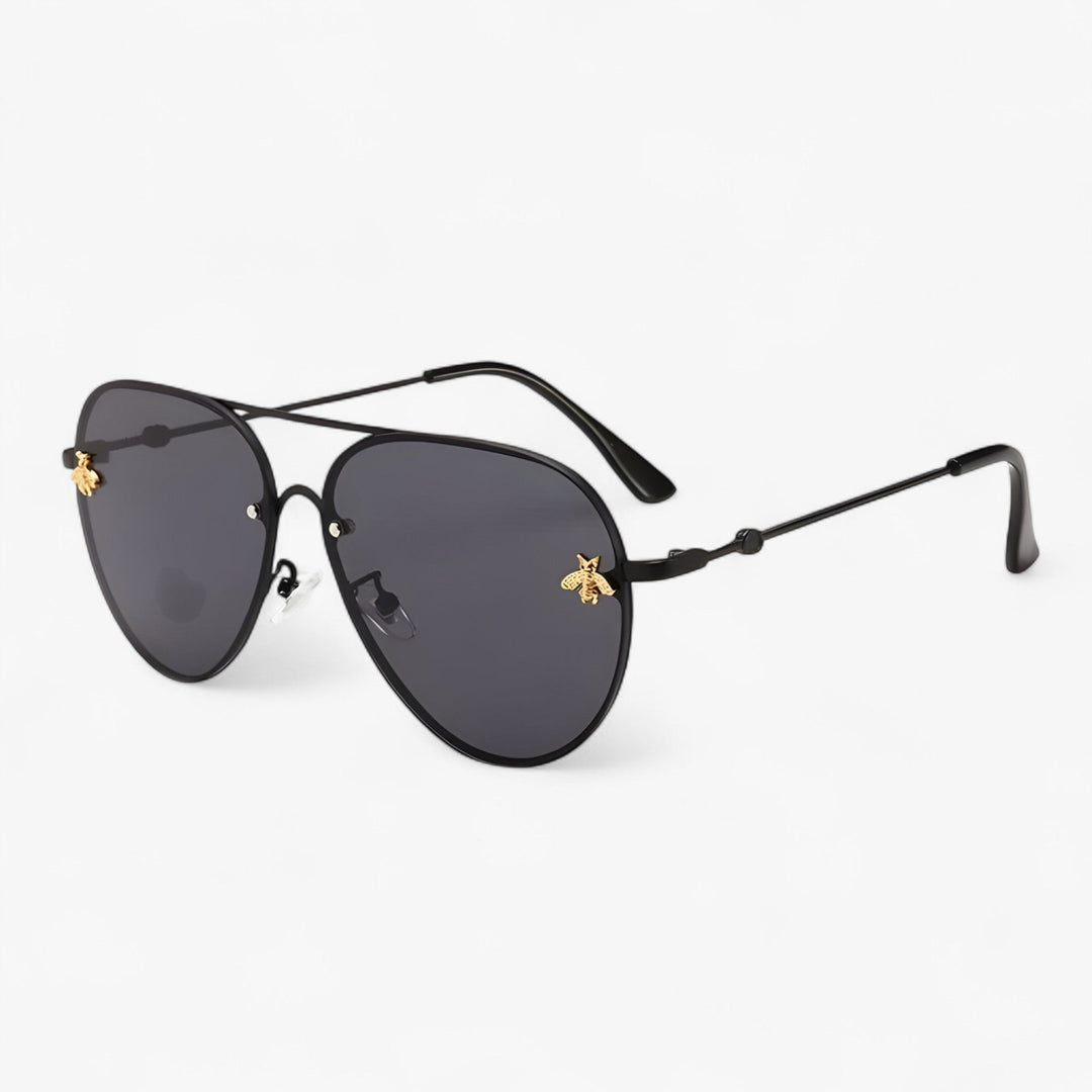 Vintage pilot sunglasses with bee detail – Halcyon-Black-State of Style